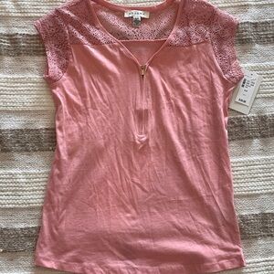 Elegant Pink Lace Sleeve Top